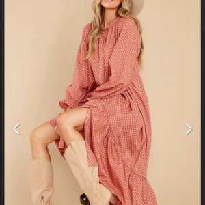 Red dress higher ground rust floral maxi dress